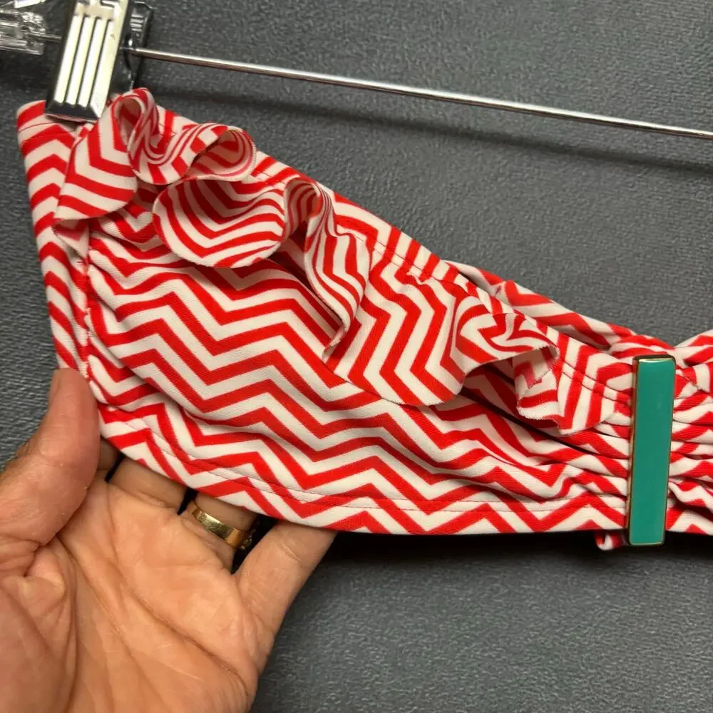 Xhilaration Strapless Bikini Top Womens Medium Sjkirted Geometric Shapes Tie Sea